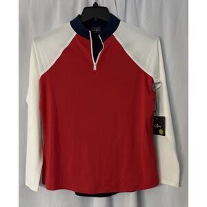 NWT BelynKey Womens B&W 1/4 Zip Long Sleeve Stretch Golfing Top Shirt Size Small